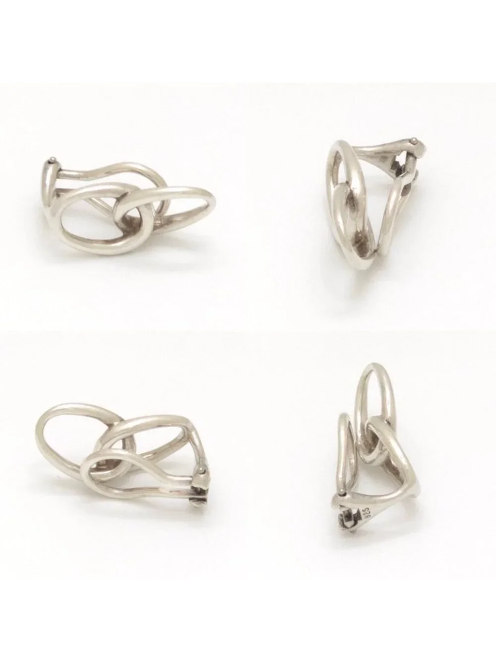 Tiffany & Co Elsa Peretti Double Loop Earrings Clip on Sterling Silver Vintage